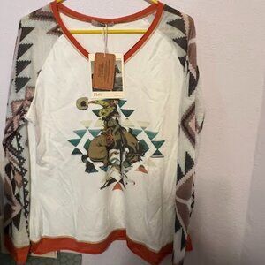 NWT Delila XXL western/rodeo long sleeve top horse